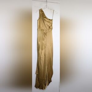 Dina Bar-El silk draped single shoulder dress in gold